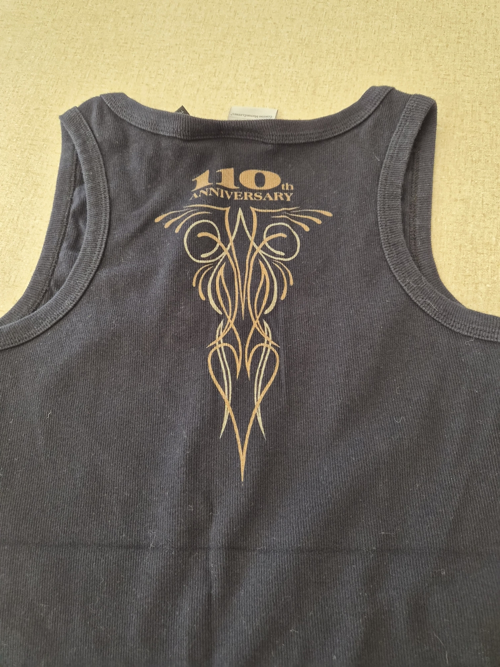 Harley-Davidson Black Muscle Tank with Gold Anniversary Pinstripe Graphic